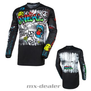 ONeal Element Kinder Jersey V24 Rancid Schwarz Kids Youth Trikot MX DH MTB BMX Motocross