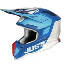 Just1 MX Motocross Helm J18 Composite Pulsar Blau Rot Weiß Glanz